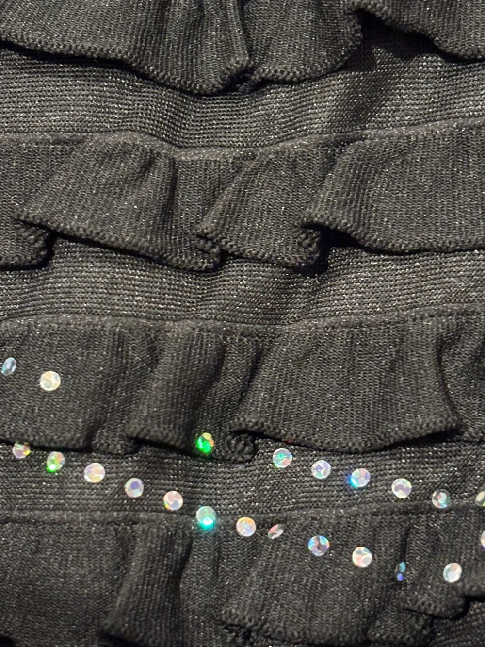 Justice Black Ruffle Dress with Iridescent Rhinestones